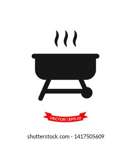 BBQ grill icon in trendy flat design, grill icon 