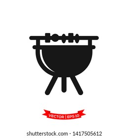 BBQ grill icon in trendy flat design, grill icon 
