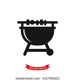 BBQ grill icon in trendy flat design, grill icon 