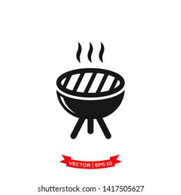 BBQ grill icon in trendy flat design, grill icon 