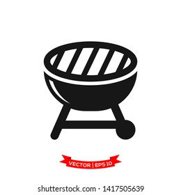 BBQ grill icon in trendy flat design, grill icon 