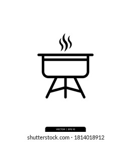 BBQ grill icon Vector Illustration Logo Template