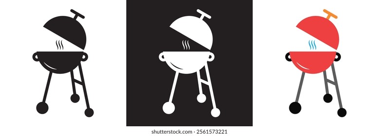 BBQ grill icon. Vector illustration. isolated on white and black background. EPS 10