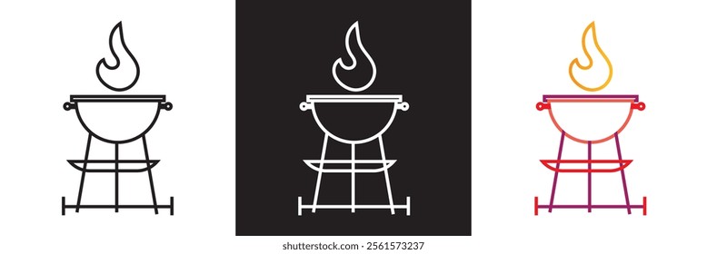 BBQ grill icon. Vector illustration. isolated on white and black background. EPS 10