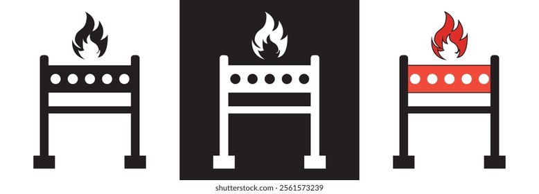 BBQ grill icon. Vector illustration. isolated on white and black background. EPS 10