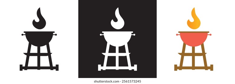 BBQ grill icon. Vector illustration. isolated on white and black background. EPS 10