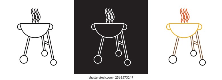 BBQ grill icon. Vector illustration. isolated on white and black background. EPS 10