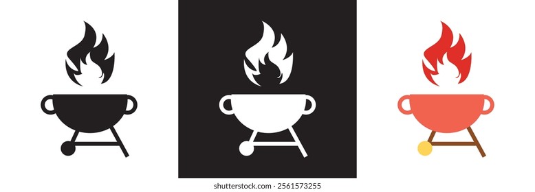 BBQ grill icon. Vector illustration. isolated on white and black background. EPS 10