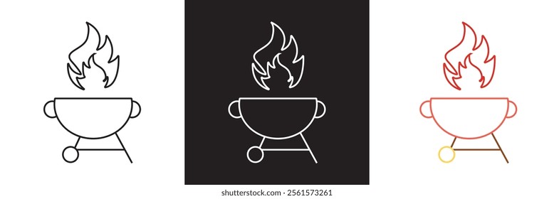 BBQ grill icon. Vector illustration. isolated on white and black background. EPS 10