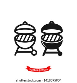 BBQ grill icon vector logo template 