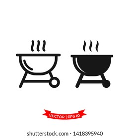 BBQ grill icon vector logo template 