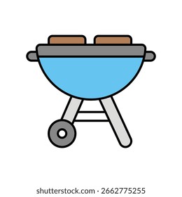 Icono de parrilla de barbacoa con fondo blanco Vector Ilustración de stock