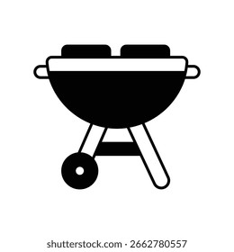 Icono de parrilla de barbacoa con fondo blanco Vector Ilustración de stock