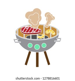 bbq grill icon-barbecue sign-grilling illustration-food illustration-steak isolated-restaurant vector