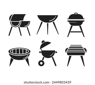 bbq grill icons set vector illustration