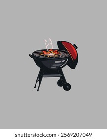 BBQ Grill illustration with Charcoal Flavor