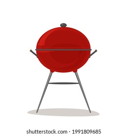barbacoa y parrilla. Concepto interior para picnic y cocina al aire libre. barbacoa cerrada. Ilustración vectorial aislada en fondo blanco.