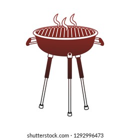 Bbq grill isolated red lines