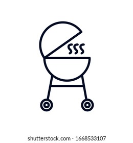 Bbq grill line style icon design, Menu steak house food meal restaurant barbecue fresh dinner and grilled theme Vector illustration