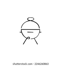 BBQ Grill Line Style Icon Design