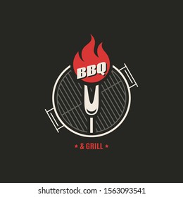 BBQ and grill logo. Barbecue party logo on black background