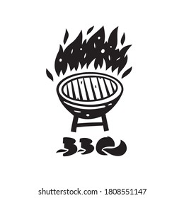 BBQ and Grill logo. Black and white vector illustration. Isolated on white background. Design for web and print.
