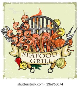 BBQ Grill logo design - Barbecue Collection Vector Illustration with sample text