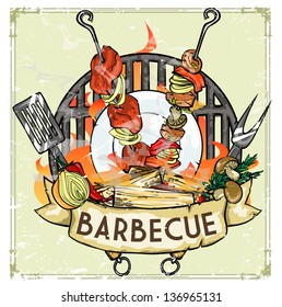 BBQ Grill logo design - Barbecue Collection Vector Illustration with sample text