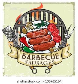 BBQ Grill logo design - Barbecue Collection Vector Illustration with sample text