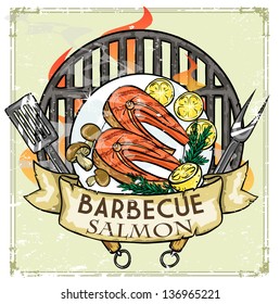 BBQ Grill logo design - Barbecue Collection Vector Illustration with sample text