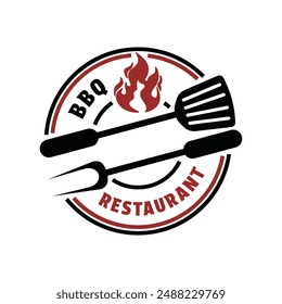 bbq grill logo design concept vintage retro style