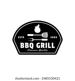 bbq grill logo design vintage retro label badge 
