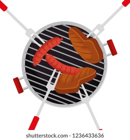 bbq grill with meat beef