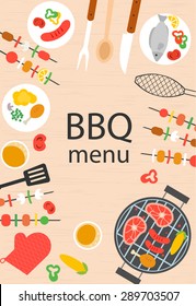 Bbq or grill menu design template, vector illustration