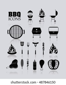 bbq and grill menu icon set. Steak house food and restaurant theme. Isolated design. Vector illustration