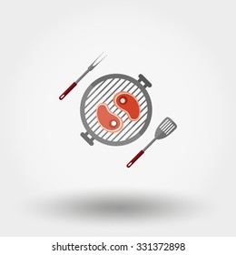 BBQ. Grill menu symbol. Vector illustration on a white background. Flat design style.