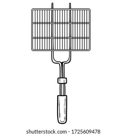 BBQ and grill net sketch isolated on white background. Hand drawn barbecue element