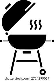 Grillgrill mit offenem Deckel und aufsteigendem Rauch
