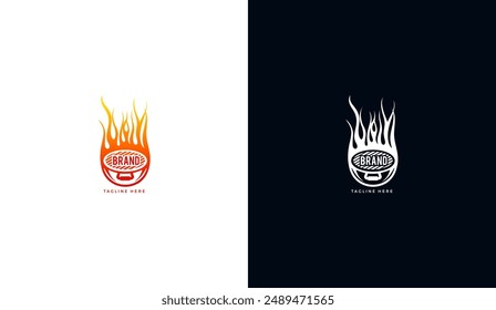 BBQ grill pan logo. BBQ, pan, grill icon. Graphic vector illustration design