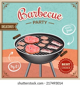 Bbq grill party best choice flyer promo restaurant poster vector illustration