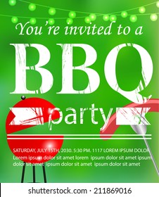 BBQ grill party invitation template, vector illustration