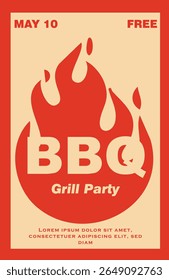 BBQ Grill Party Poster. Vector Illustration.
