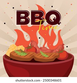 BBQ grill poster Vector illustration