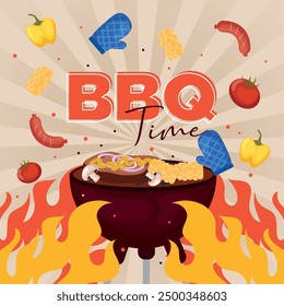 BBQ grill poster Vector illustration