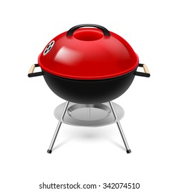 BBQ Grill With Red Cap Isolated On White