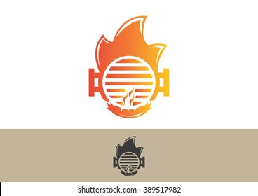 Bbq grill sausage logo vector 