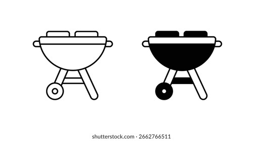 BBQ Grill set icon with white background vector stock illustration