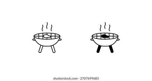 Bbq Grill set icon with white background vector stock illustration