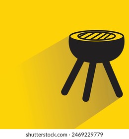 bbq grill with shadow on yellow background