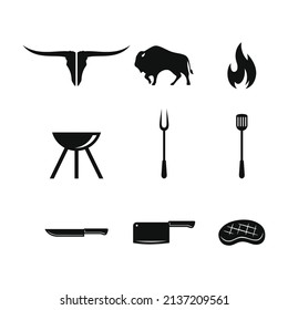 BBq und Grillsilhouette, Vektordesign für Logo-Symbol